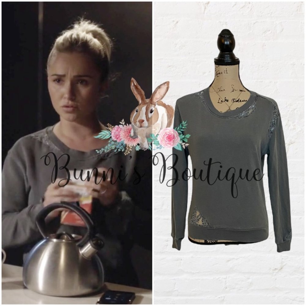 Juliette Barnes' Stateside Lace Gray Sweatshirt